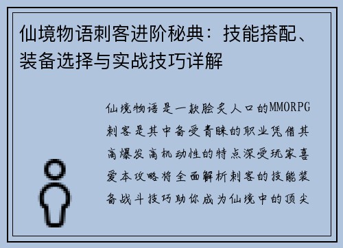 仙境物语刺客进阶秘典：技能搭配、装备选择与实战技巧详解